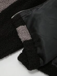 PAVTROS Manfinity Streetrush Men's Casual Street Style Contrast Color Teddy Fleece Zip-Up Jacket,Men's Contrast Color Teddy Fleece Zip-Up Jacket, Black And Gray Patchwork Embroidered Streetwear, Autumn And Winter Outerwear, INS Streetwear, Halloween Clothing, Men Clothes, Men Jacket&Coats, Unisex Style, Rapper Clothing, Boy Friend Gifts, Teddy Velvet, Fleece - Multicolor - View 9