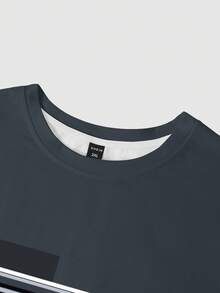 Manfinity Homme 大码男士短袖T恤，时尚适合夏季 - 彩色 - 查看 4