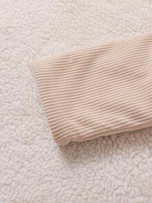 SHEIN Kleinkind Jungen Cord Fleece Warme Bequeme Beige Jacke, geeignet für Herbst/Winter Alltag und Outdoor Aktivitäten