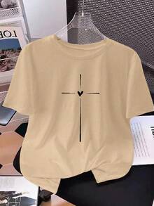 INAWLY Camiseta de manga corta con estampado de corazón para mujer, blusas gráficas para mujer