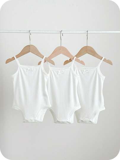SHEIN 3pcs/Set Casual Minimalist Knitted Solid Color Spaghetti Strap Bodysuit