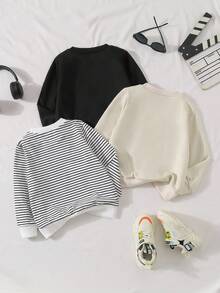 SHEIN Sweatshirt kasual longgar lengan panjang berkerah bulat untuk anak laki-laki, cocok untuk berbagai kesempatan. Baik untuk jalan-jalan sehari-hari maupun sekolah di musim gugur dan musim dingin. - MultiWarna - View 2