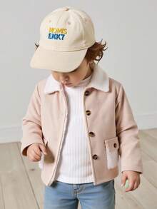 SHEIN Kleinkind Jungen Cord Fleece Warme Bequeme Beige Jacke, geeignet für Herbst/Winter Alltag und Outdoor Aktivitäten