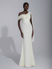 Elitara Váy maxi dài cổ khoét sâu họa tiết jacquard màu mơ thanh lịch, viền bèo nhún bất đối xứng, thích hợp mặc mùa xuân/hè, đi biển, đi làm, đi nghỉ, bãi biển, phong cách Boho, Hawaii, hẹn hò, tiệc tùng, hòa nhạc, đám cưới, tốt nghiệp, bó sát, trang phục câu lạc bộ, gợi cảm cho nữ - Màu be - Xem 7