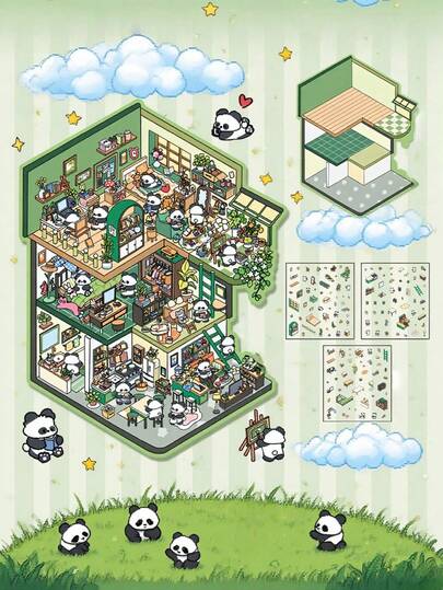 4/9 Peças Adesivos DIY de Casa, Decoração de Cena em Miniatura para Diário de Arte, Scrapbooking, Adesivos de Paisagem Criativa em Múltiplos Estilos