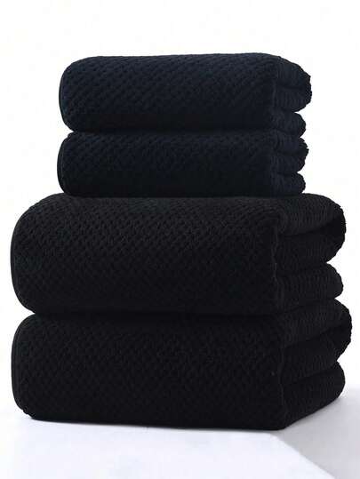 SHEIN 1 件珊瑚绒柔软吸水速干菠萝图案面巾/毛巾成人和情侣适用，家庭日常使用，1 件或 40 英寸 X 80 英寸浴巾，1 件或 80 英寸 X 170 英寸沙滩巾/浴巾，适合美容院家庭浴室