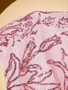 Amorya Jupe élégante rose brillante et lourde, avec broderie et perles, nouvelle et élégante. Convient pour le port quotidien dans de multiples occasions - Rose bonbon - Voir 7