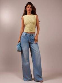 Avantive Women's Textured Tie-Back Cropped Fitted Sexy Camisole - Apricot - View 4