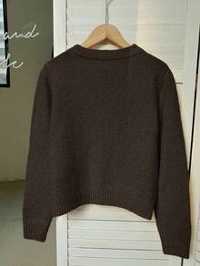 Franclia Áo khoác cardigan nữ thanh lịch tối giản đa năng - Cà phê nâu - Xem 5