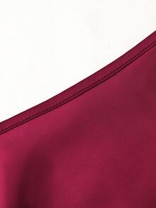 Modelyn Solid Color Satin Pleated Bowknot Waist Blouse Satin Blouse With Bow Maroon Blouse Dark Red Satin Top Wine Red Top Burgundy Satin Blouse Burgundy Satin Top Satin Top With Bow Wine Red Formal Top Dark Red Satin Blouse Maroon Elegant Top