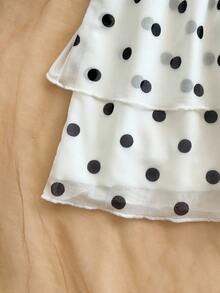 Soleia 女式复古扎染印花深 V 领露背系带荷叶边下摆紧身迷你连衣裙，适合派对、性感约会、下午茶、街头、城市度假、音乐节、夏季海滩 - 黑與白 - 查看 4