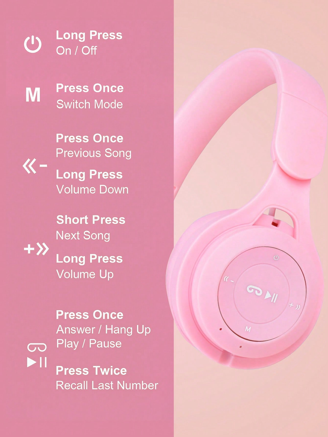 سماعات رأس لاسلكية ماكارون قابلة للطي – صوت جهير ع...