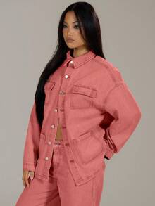 MUSERA Washed Denim Pocket Jacket Summer Casual Cute Y2k Ibiza Western Concert Streetwear Country Cowgirl Fall Autumn Winter Nashville Work Office  Chic - Orange - View 2