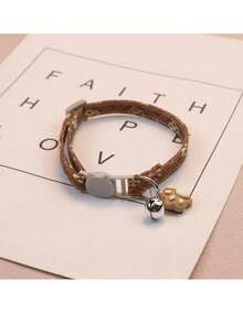 Zazumi 宠物项圈，适用于猫和中小型犬，带有可爱的猫脸和爪印图案，带铃铛设计 - 彩色 - 查看 18