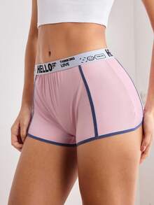 Quần lót nữ cạp cao xếp ly màu hồng tương phản thoải mái, phù hợp mặc hàng ngày, thể thao, tập thể dục - Hồng - Xem 4