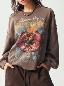 Bohemela Boho Casual Solid Color Knit Long Sleeve Loose Fit Women Sweatshirt, Autumn