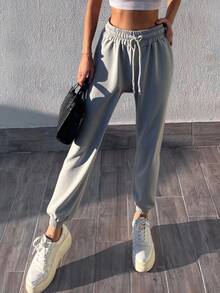 RueChic Women's Drawstring Joggers - Grey - View 1