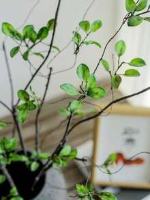 1/3/5/8/10pcs,Artificial Banyan Leaves, Long Stem - Perfect For Flower Arrangements, Home Office - Can Be Used As Vase Fillers And Bouquets - Perfect Home Decor, Office Decor, And Mother's Day Gifts Back To School Room Decor School Supplies - Green-long Branches - View 6