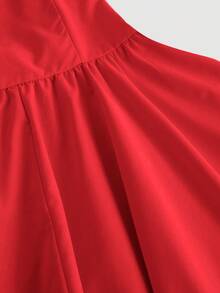 SHEIN MOD 红色浪漫露背蝴蝶结连衣裙，适合约会、派对、节日、茶会、生日场合 - 紅色 - 查看 4