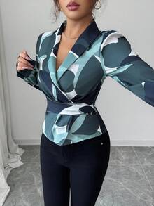 Elenzga Áo cánh dài tay họa tiết hoa thanh lịch dành cho nữ - Nhiều màu - Xem 4