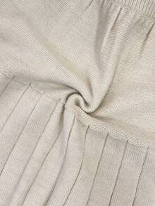 GlowEve 女士优雅俏皮可爱手工串珠设计宽松下摆松紧腰针织毛衣裙，适合约会和日常穿着，秋冬 - 杏色 - 查看 7