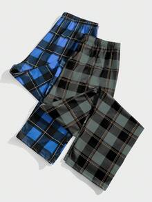 FamilyFrolics 男士格子睡裤两件套，秋冬服装 - 彩色 - 查看 2