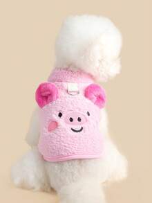 PETSIN 1 pieza Ropa universal para mascotas de gato y perro, abrigo grueso y lindo con orejas tridimensionales de cerdo rosa pequeño para otoño e invierno - Rosa - Ver 6