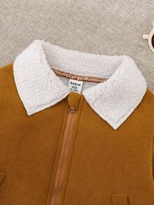 SHEIN 1pc Baby Boy Jacket, Thermal Lined Thick Plush Winter Coat, Autumn/Winter Fall