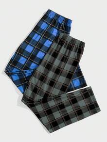 FamilyFrolics 男士格子睡裤两件套，秋冬服装 - 彩色 - 查看 3