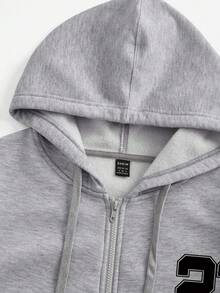 Attitoon Felpa con cappuccio casual e minimalista, a maniche lunghe, con stampa, con chiusura lampo, modello oversize per donna, con stampa del numero 23, adatta per l'autunno/inverno