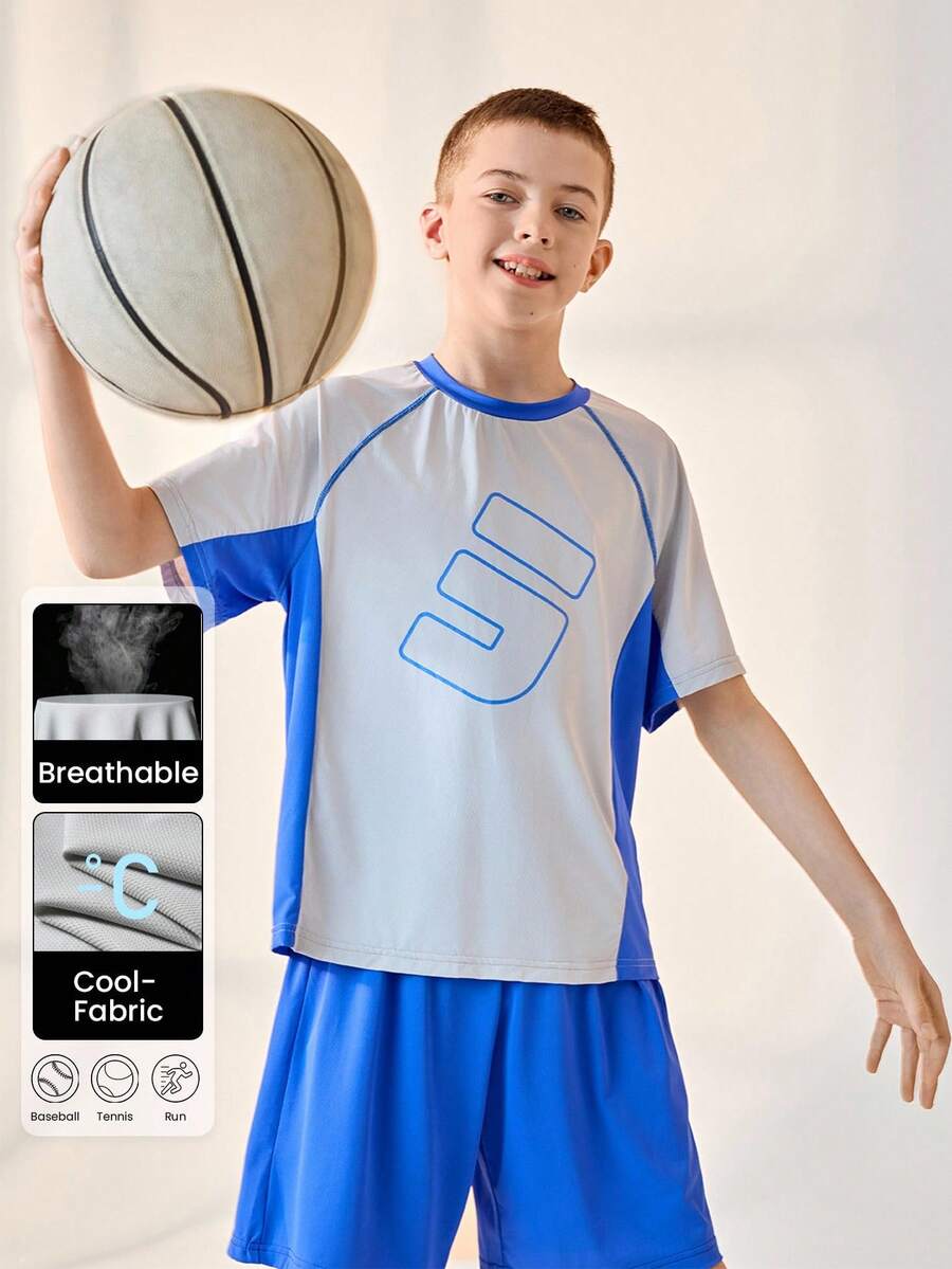 JNSQ Back To School Tween Boy Numeric Print Round Neck Raglan Short ...