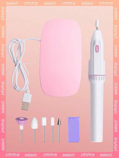 JMMO Mașină de găurit unghii 8 buc - portabilă, roz Mini Mouse Lampă pentru uscător de unghii Lampă UV/LED Cablu de alimentare micro USB portabil Lampă de uscare pentru gel, 7/1 bucă mașină profesională de lustruit pentru manichiură și pedichiură de calitate Set de mașini electrice de găurit unghii, echipament de șlefuit Moara pentru manichiură, pedichiură, instrument profesional puternic pentru lustruirea unghiilor, instrument profesional pentru lustruirea unghiilor, SB-D-Power. Lac de gel