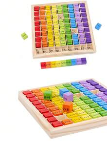 Zazumi Wooden 99 Multiplication Table Board With Memory Skill Blocks Early Learning Math Toy Educational Teaching Aid Random Color Accessories Math Chart For Kids Learning Games Homeschool Supplies