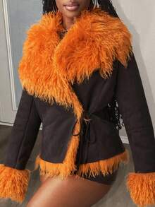 Slaydiva Áo khoác dài tay thường ngày cho nữ, ấm áp để mặc hàng ngày, mùa thu/đông - màu nâu - Xem 5