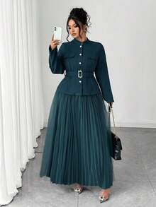 Elenzga 永不过时的万圣节大码套装，哥特式预科，周三风格（周三美学），亚当斯风格（不是家庭） - 綠色 - 查看 3