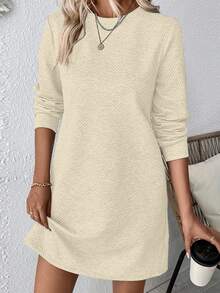 EMERY ROSE 女士休闲常规长袖圆领宽松连衣裙