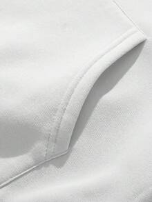 Manfinity EMRG 男士极简主义印花连帽卫衣，白色指南针几何图腾图案，宽松版型男女通用情侣款卫衣，秋冬百搭单品，长袖上衣