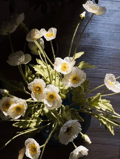 1/2/4 件人造罂粟花，长 59 厘米，带 4 朵花，简约现代风格，可弯曲且不褪色 - 用于 DIY 花墙、场景布置、客厅和卧室花瓶插花、婚礼、派对、家居装饰、书桌填充、房间装饰