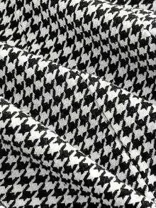 SHEIN MOD Bộ vest và chân váy họa tiết răng sói đen trắng cài hai hàng khuy mùa thu dành cho nữ - Đen và trắng - Xem 10