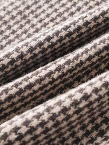 GlowEve CURVE 大码女式秋季千鸟格翻领长袖单排扣优雅西装外套，适合女士冬季穿着 - 咖啡棕 - 查看 7