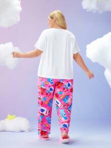 Slumberry CURVE SweetSlumber X Carebears Bộ đồ ngủ tay ngắn cổ tròn in hình gấu hoạt hình dễ thương cỡ lớn mùa hè cho nữ - Nhiều màu - Xem 2