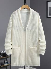 Manfinity Homme كارديجان رجالي كاجوال أحادي اللون ذو جيبين، خريف وشتاء