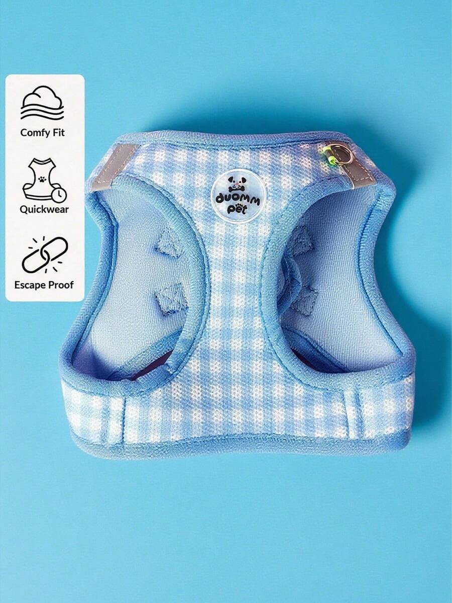 PETSIN 1 件节日格纹猫背带：透气涤纶，带金属扣和反光带，适合散步 - 彩色 - 查看 1