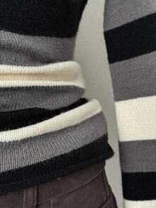 EgrlEra Damen Kontrastfarben Minimalistisches Rundhals Langarm Sweatshirt, Alltags-Tragen