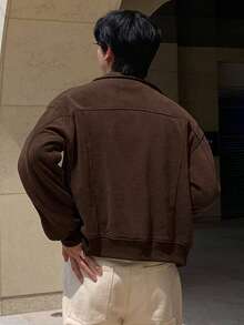 DAZY Men's Solid Dark Grey Commuter Short T-Shirt, Autumn Jacket Business Attire