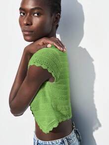 Maija 2025 Automne/Hiver Cardigan à boutons devant avec bordure en dentelle verte, pull tricoté, chic urbain pour le trajet, la fête, l'invité de mariage, vêtement d'extérieur inspiré du vintage - Vert - Voir 6