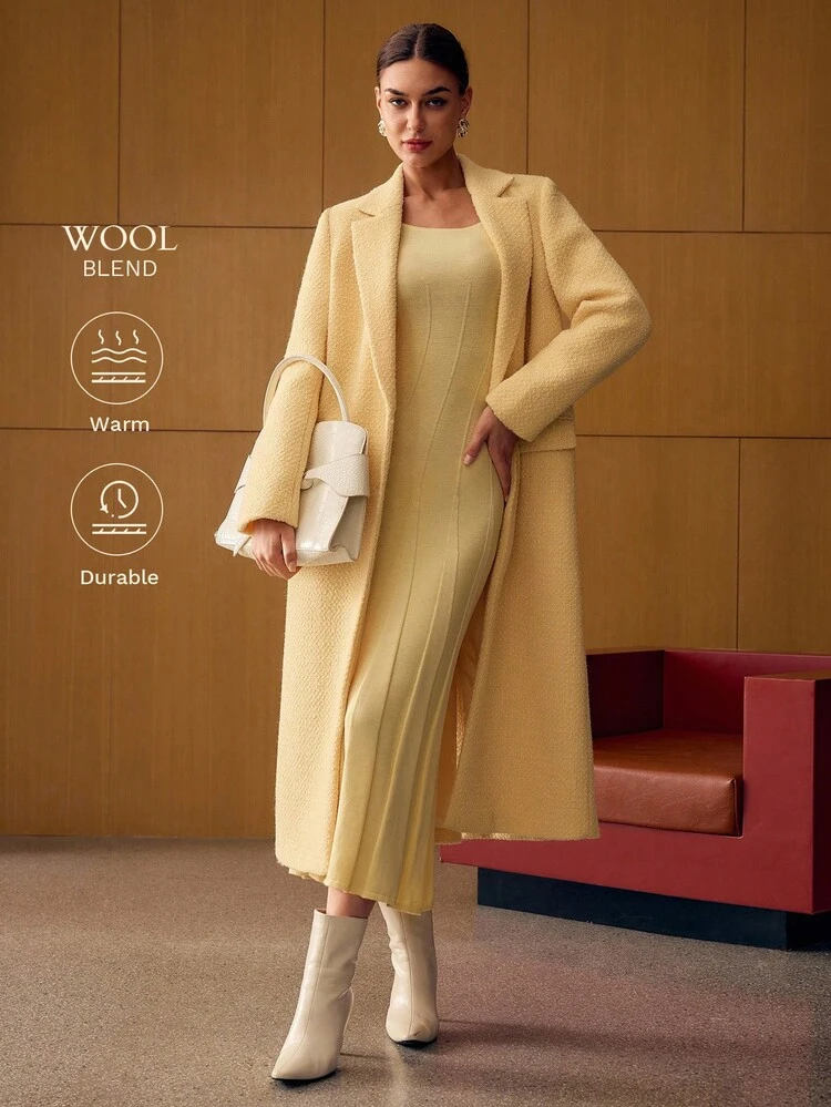 WOOL LAPEL COLLAR LONGLINE OVERCOAT