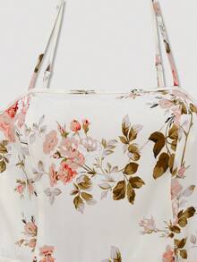 Franclia طقم فستان كامي مطبوع بالأزهار وجاكيت لون سادة مقاسات كبيرة - متعدد الألوان - مشاهدة 7