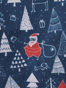 PETSIN Christmas Festival Pet Tee Santa & Snow Print On Navy Blue With Red Trim Holiday Style Dog Clothes - Multicolor - View 8