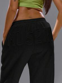 MUSERA Distressed Wide Leg Baggy Joggers Cosy Cute Casual Basic Fall Autumn Everyday  Christmas Lounge Thanksgiving Spring - Black - View 5